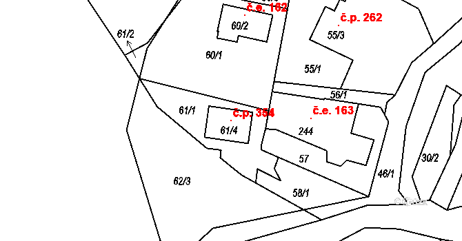 Povrly 354 na parcele st. 61/4 v KÚ Lužec u Petrova Mlýna, Katastrální mapa