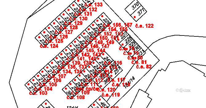 Staré Hory 116, Jihlava na parcele st. 249 v KÚ Staré Hory, Katastrální mapa