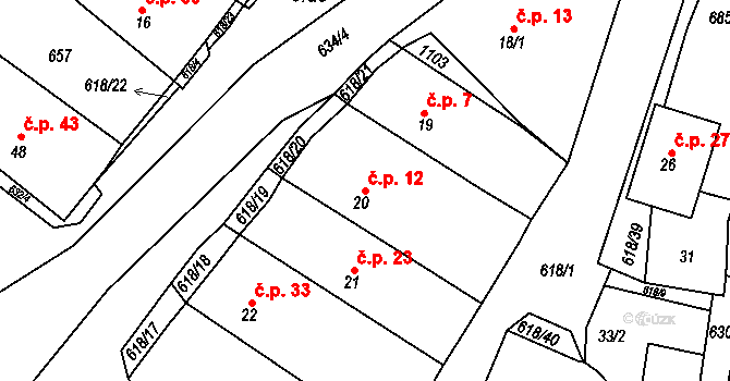 Cekov 12 na parcele st. 20 v KÚ Cekov, Katastrální mapa