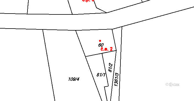 Horní Světlá 2, Mařenice na parcele st. 60 v KÚ Horní Světlá pod Luží, Katastrální mapa