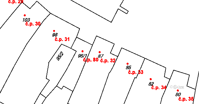 Ketkovice 32 na parcele st. 87 v KÚ Ketkovice, Katastrální mapa