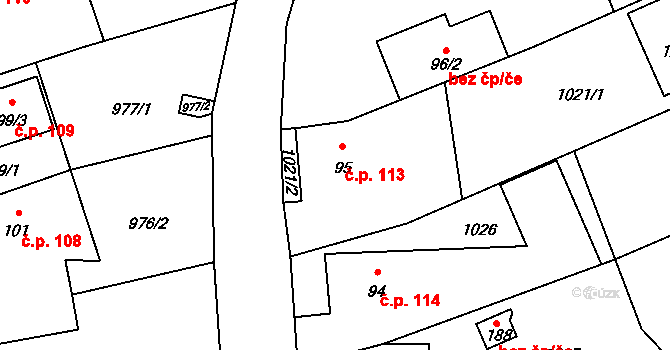 Láryšov 113, Býkov-Láryšov na parcele st. 95 v KÚ Býkov, Katastrální mapa