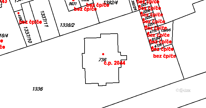 Šumperk 2044 na parcele st. 736 v KÚ Šumperk, Katastrální mapa
