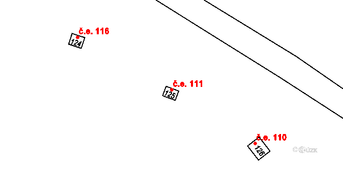 Teletín 111, Krňany na parcele st. 125 v KÚ Teletín, Katastrální mapa