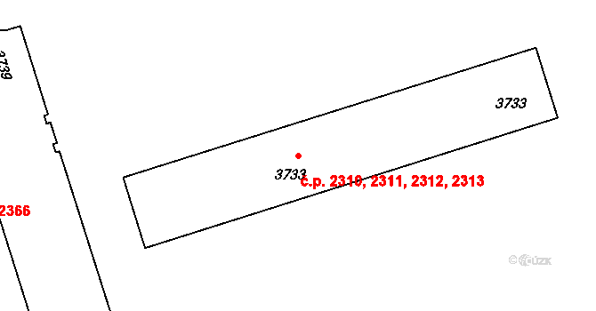 Kročehlavy 2310,2311,2312,2313, Kladno na parcele st. 3733 v KÚ Kročehlavy, Katastrální mapa
