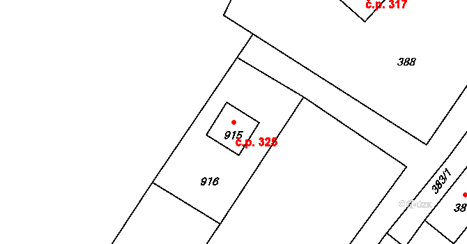 Donín 325, Hrádek nad Nisou na parcele st. 915 v KÚ Donín u Hrádku nad Nisou, Katastrální mapa
