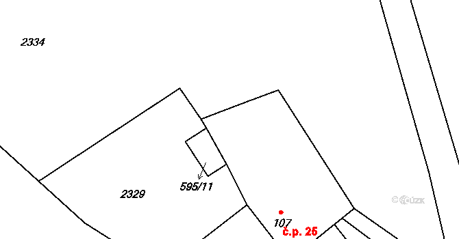 Vitanovice 25, Pěnčín na parcele st. 107 v KÚ Pěnčín, Katastrální mapa