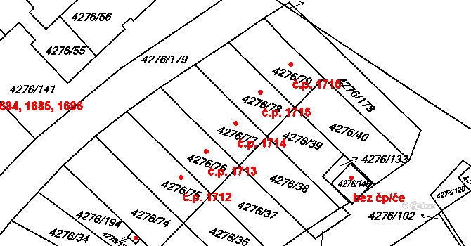 Boskovice 1714 na parcele st. 4276/77 v KÚ Boskovice, Katastrální mapa