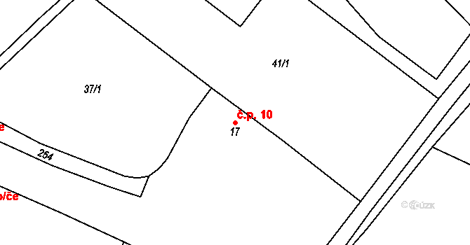 Trnava 10, Boharyně na parcele st. 17 v KÚ Trnava, Katastrální mapa