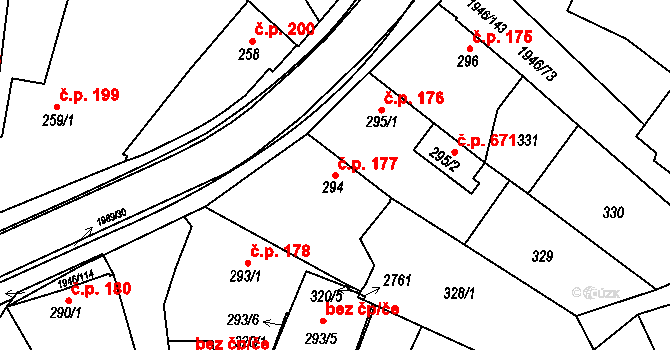 Třebechovice pod Orebem 177 na parcele st. 294 v KÚ Třebechovice pod Orebem, Katastrální mapa