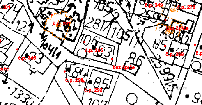 Kamenický Šenov 265 na parcele st. 83 v KÚ Kamenický Šenov, Katastrální mapa