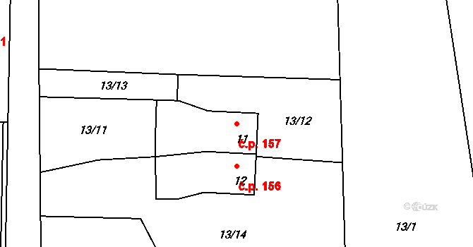 Horní Krupá 157, Ralsko na parcele st. 11 v KÚ Horní Krupá, Katastrální mapa