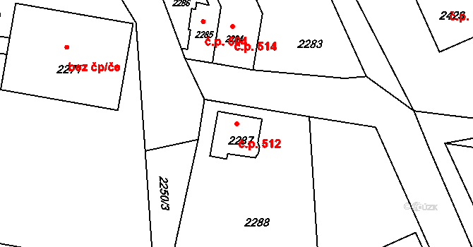 Mimoň I 512, Mimoň na parcele st. 2287 v KÚ Mimoň, Katastrální mapa