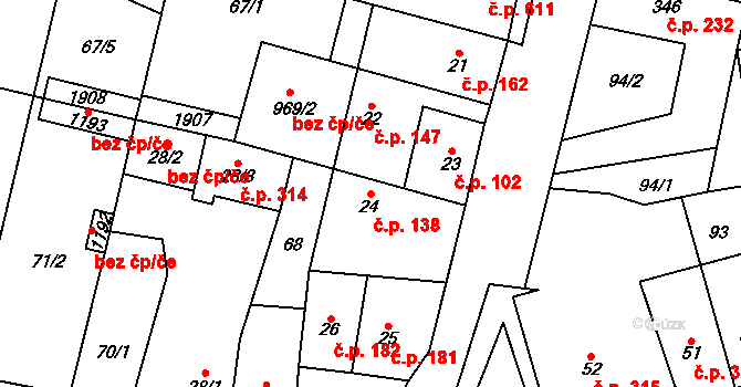 Libochovice 138 na parcele st. 24 v KÚ Libochovice, Katastrální mapa