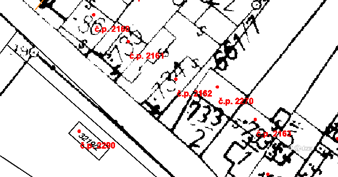 Podlusky 2162, Roudnice nad Labem na parcele st. 734 v KÚ Podlusky, Katastrální mapa