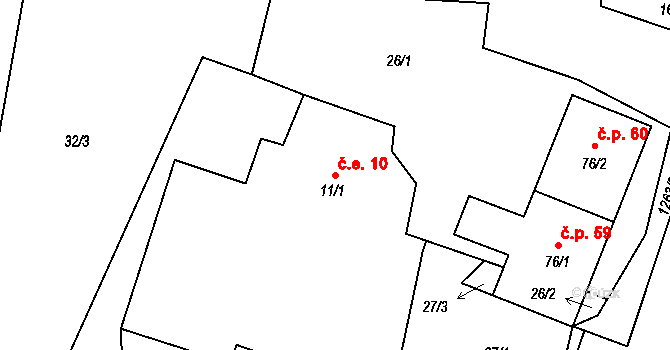 Střížovice 10, Snědovice na parcele st. 11/1 v KÚ Střížovice u Snědovic, Katastrální mapa