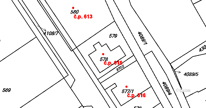 Semily 615 na parcele st. 578 v KÚ Semily, Katastrální mapa