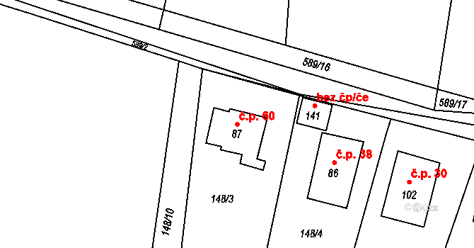 Bubovice 60, Volenice na parcele st. 87 v KÚ Bubovice u Březnice, Katastrální mapa