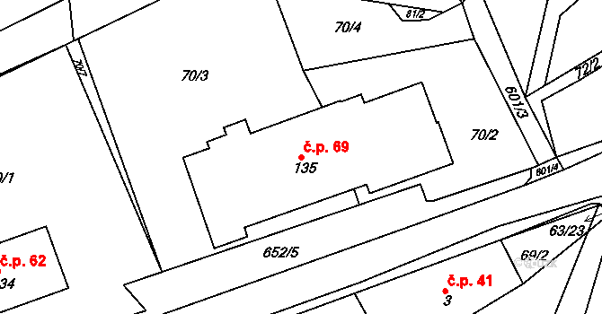 Říčky 69, Orlické Podhůří na parcele st. 135 v KÚ Říčky u Orlického Podhůří, Katastrální mapa