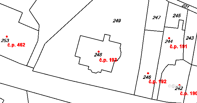 Žamberk 193 na parcele st. 248 v KÚ Žamberk, Katastrální mapa