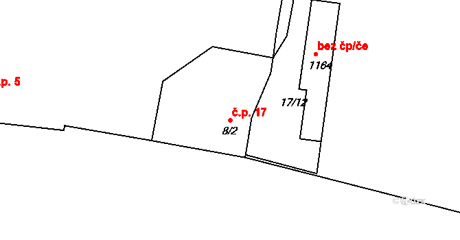 Strakonice II 17, Strakonice na parcele st. 8/2 v KÚ Nové Strakonice, Katastrální mapa