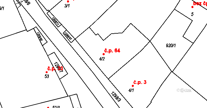 Pucov 64 na parcele st. 4/2 v KÚ Pucov, Katastrální mapa