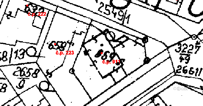 Jaroměřice nad Rokytnou 911 na parcele st. 869 v KÚ Jaroměřice nad Rokytnou, Katastrální mapa