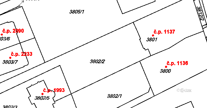 Řečkovice 1095, Brno na parcele st. 3802/2 v KÚ Řečkovice, Katastrální mapa