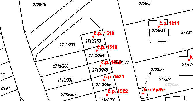 Pelhřimov 1519 na parcele st. 2713/264 v KÚ Pelhřimov, Katastrální mapa