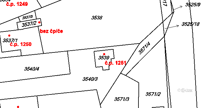 Místek 1251, Frýdek-Místek na parcele st. 3539 v KÚ Místek, Katastrální mapa