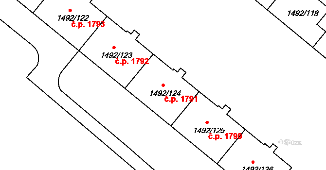 Sokolov 1791 na parcele st. 1492/124 v KÚ Sokolov, Katastrální mapa