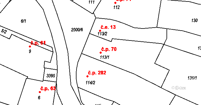 Staňkov I 70, Staňkov na parcele st. 113/1 v KÚ Staňkov-město, Katastrální mapa
