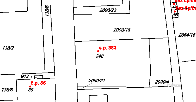 Černilov 383 na parcele st. 348 v KÚ Černilov, Katastrální mapa