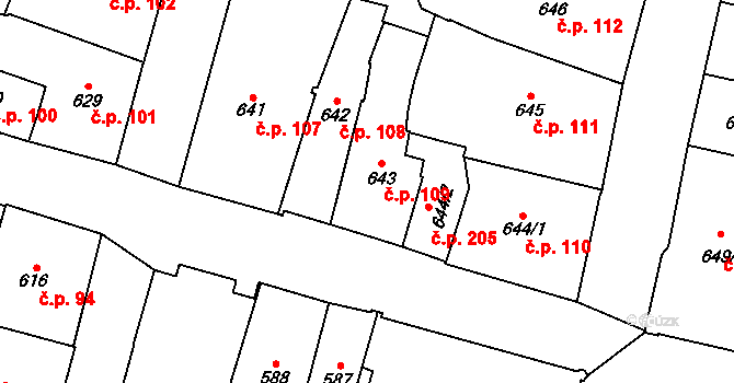 Klatovy I 109, Klatovy na parcele st. 643 v KÚ Klatovy, Katastrální mapa