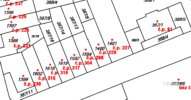 Klatovy IV 228, Klatovy na parcele st. 1400 v KÚ Klatovy, Katastrální mapa