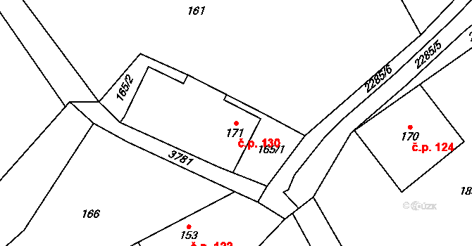 Lukavice 130 na parcele st. 171 v KÚ Lukavice u Rychnova nad Kněžnou, Katastrální mapa