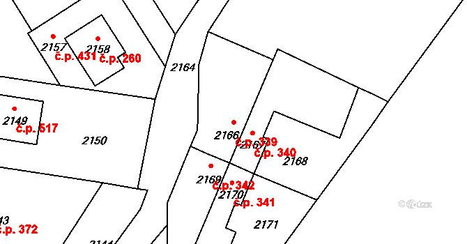 Jablůnka 339 na parcele st. 2166 v KÚ Jablůnka, Katastrální mapa