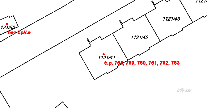 Prosek 759,760,761,762,763,, Praha na parcele st. 1121/41 v KÚ Prosek, Katastrální mapa