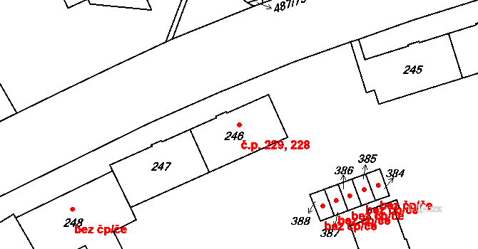 Neředín 228,229, Olomouc na parcele st. 247 v KÚ Neředín, Katastrální mapa