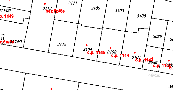 České Budějovice 3 1145, České Budějovice na parcele st. 3104 v KÚ České Budějovice 3, Katastrální mapa