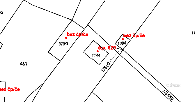 Rtyně v Podkrkonoší 820 na parcele st. 1144 v KÚ Rtyně v Podkrkonoší, Katastrální mapa