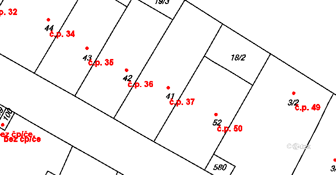 Loukonosy 37, Žiželice na parcele st. 41 v KÚ Loukonosy, Katastrální mapa