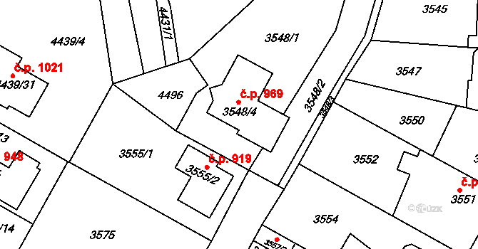 Žižkov 969, Kutná Hora na parcele st. 3548/4 v KÚ Kutná Hora, Katastrální mapa