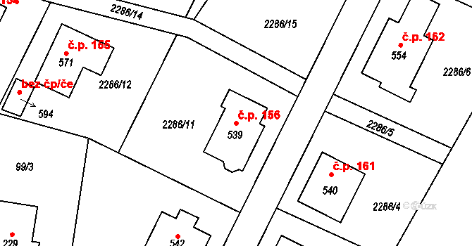 Cejle 156 na parcele st. 539 v KÚ Cejle, Katastrální mapa