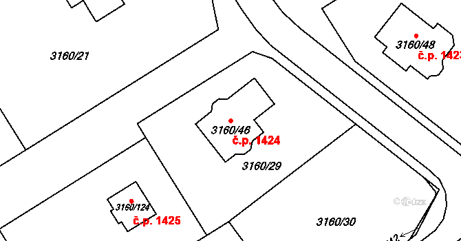 Žamberk 1424 na parcele st. 3160/46 v KÚ Žamberk, Katastrální mapa