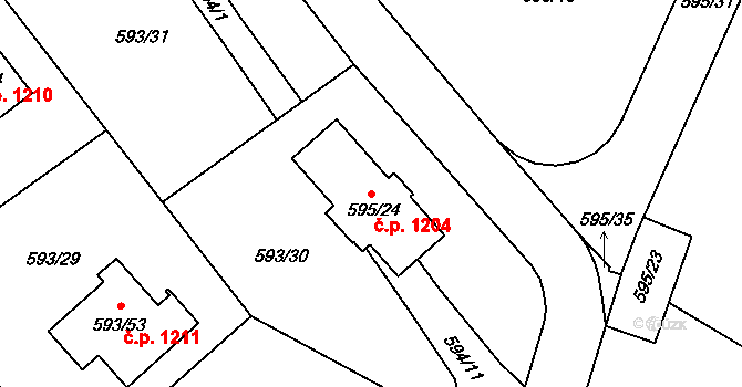 Liberec XIV-Ruprechtice 1204, Liberec na parcele st. 595/24 v KÚ Ruprechtice, Katastrální mapa
