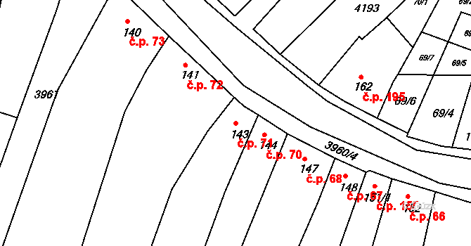 Mašťov 71 na parcele st. 143 v KÚ Mašťov, Katastrální mapa