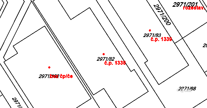 Kuřim 1338 na parcele st. 2971/82 v KÚ Kuřim, Katastrální mapa