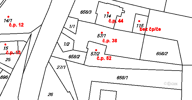 Kramolín 52 na parcele st. 57/2 v KÚ Kramolín, Katastrální mapa