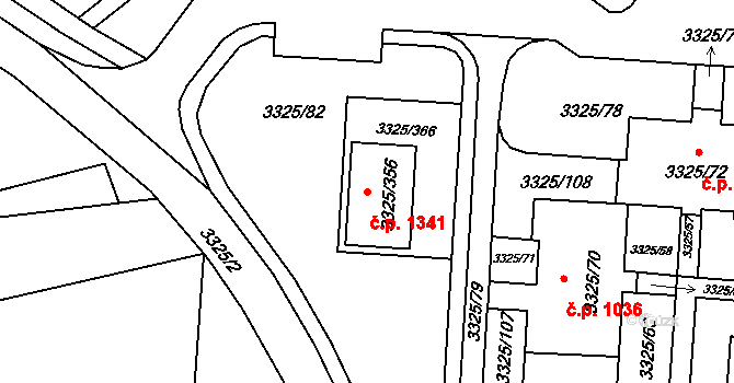 Lutyně 1341, Orlová na parcele st. 3325/356 v KÚ Horní Lutyně, Katastrální mapa